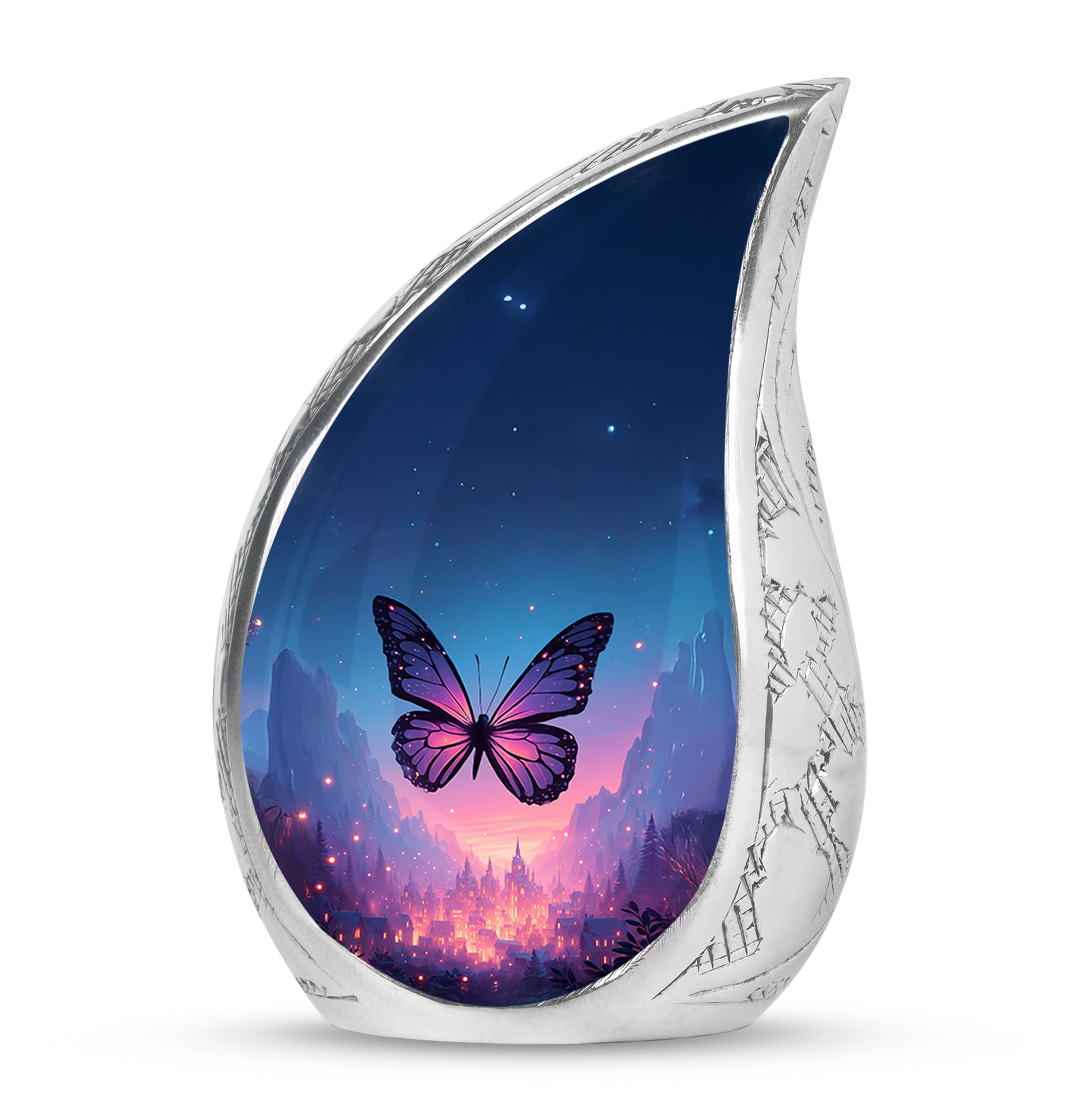 Lustrous Butterfly Cremation Urns for Human Ashes - Blue 10-inch - Yatskia
