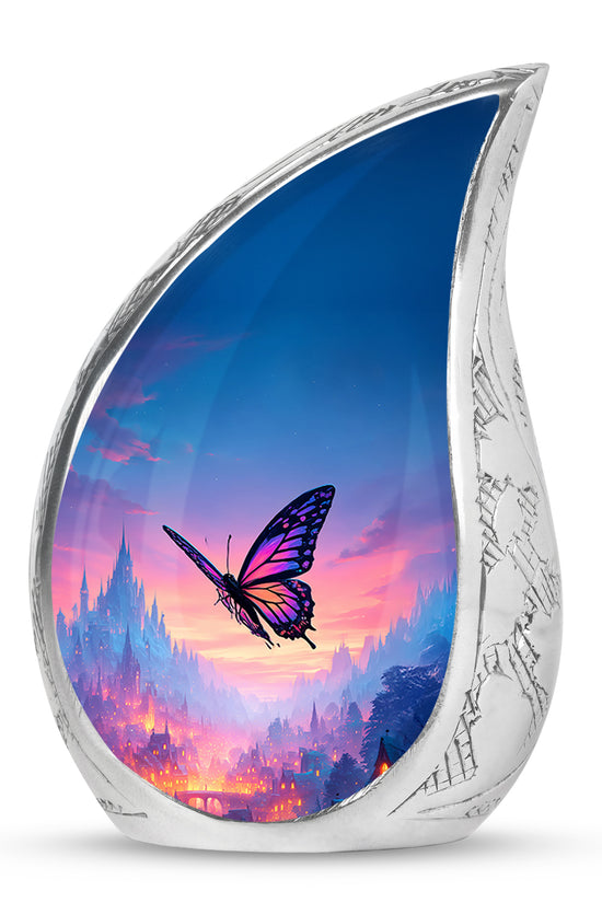 Blue Butterfly Beacon Cremation Urns for Human Ashes - 10-inch, 200 cu in - Yatskia