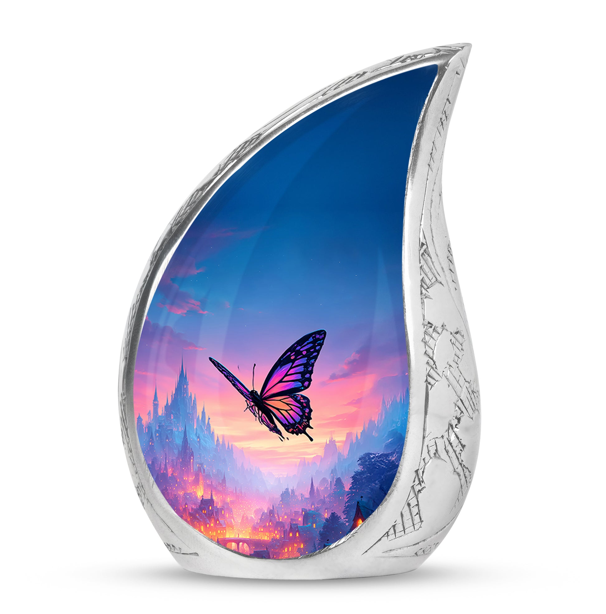 Blue Butterfly Beacon Cremation Urns for Human Ashes - 10-inch, 200 cu in - Yatskia