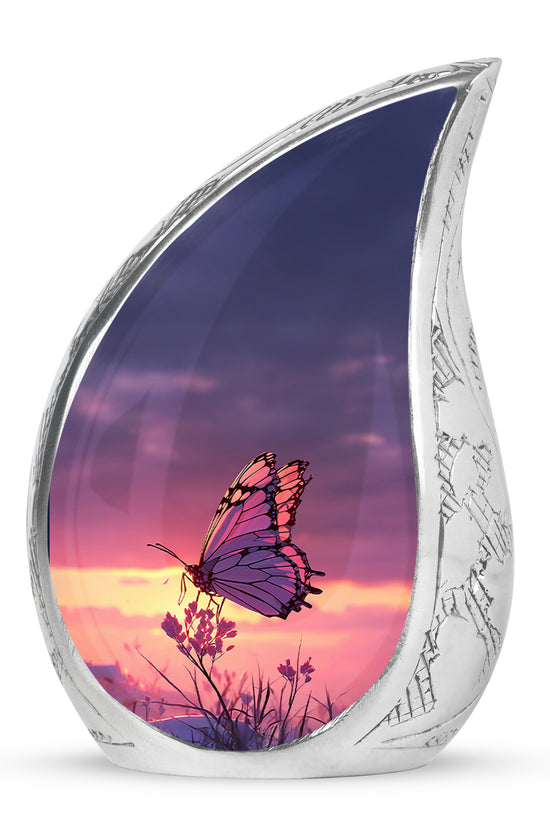 Inspiring Blue Butterfly Dedication Urn for Human Ashes - 10-inch, 200 cu in - Yatskia