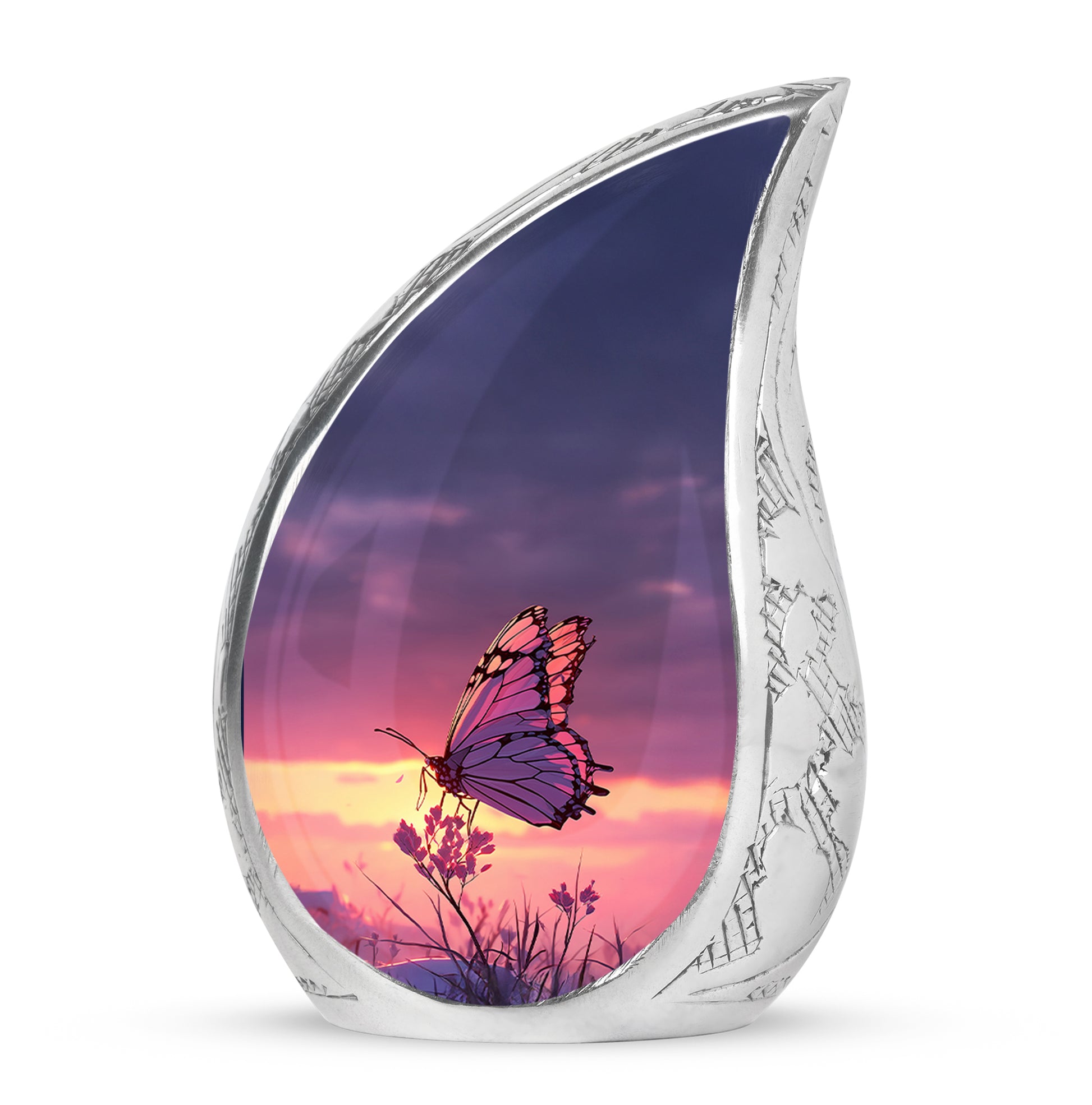 Inspiring Blue Butterfly Dedication Urn for Human Ashes - 10-inch, 200 cu in - Yatskia
