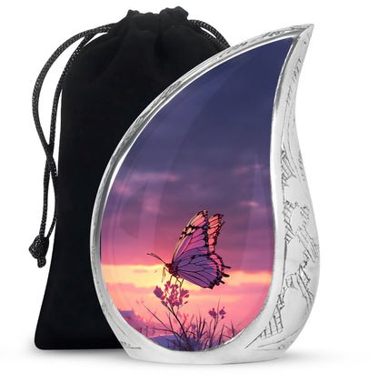 Purple Sunset Butterfly Scenic Urn - Cremation Urn For Mom Ashes Large