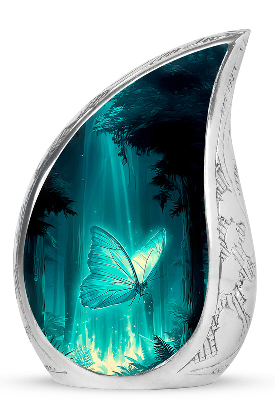 Personalized Seraphic Butterfly Cremation Urns - Teal 10-inch, 200 cu in - Yatskia
