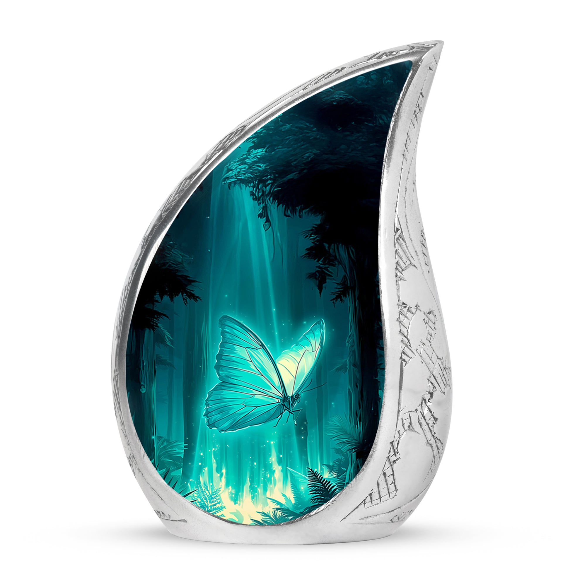 Personalized Seraphic Butterfly Cremation Urns - Teal 10-inch, 200 cu in - Yatskia