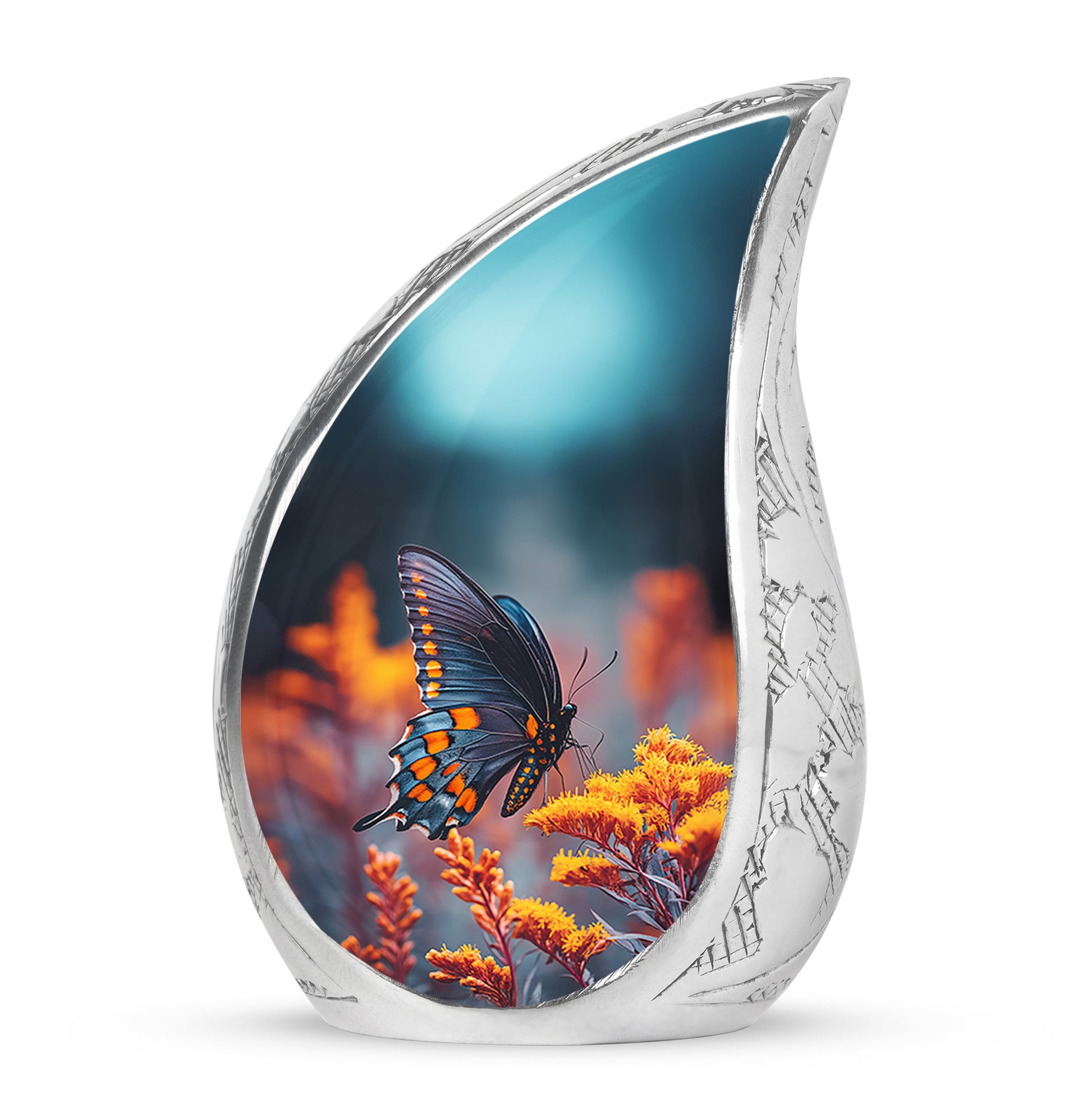 Hallowed Butterfly Cremation Urns for Human Ashes - Blue 10-inch - Yatskia