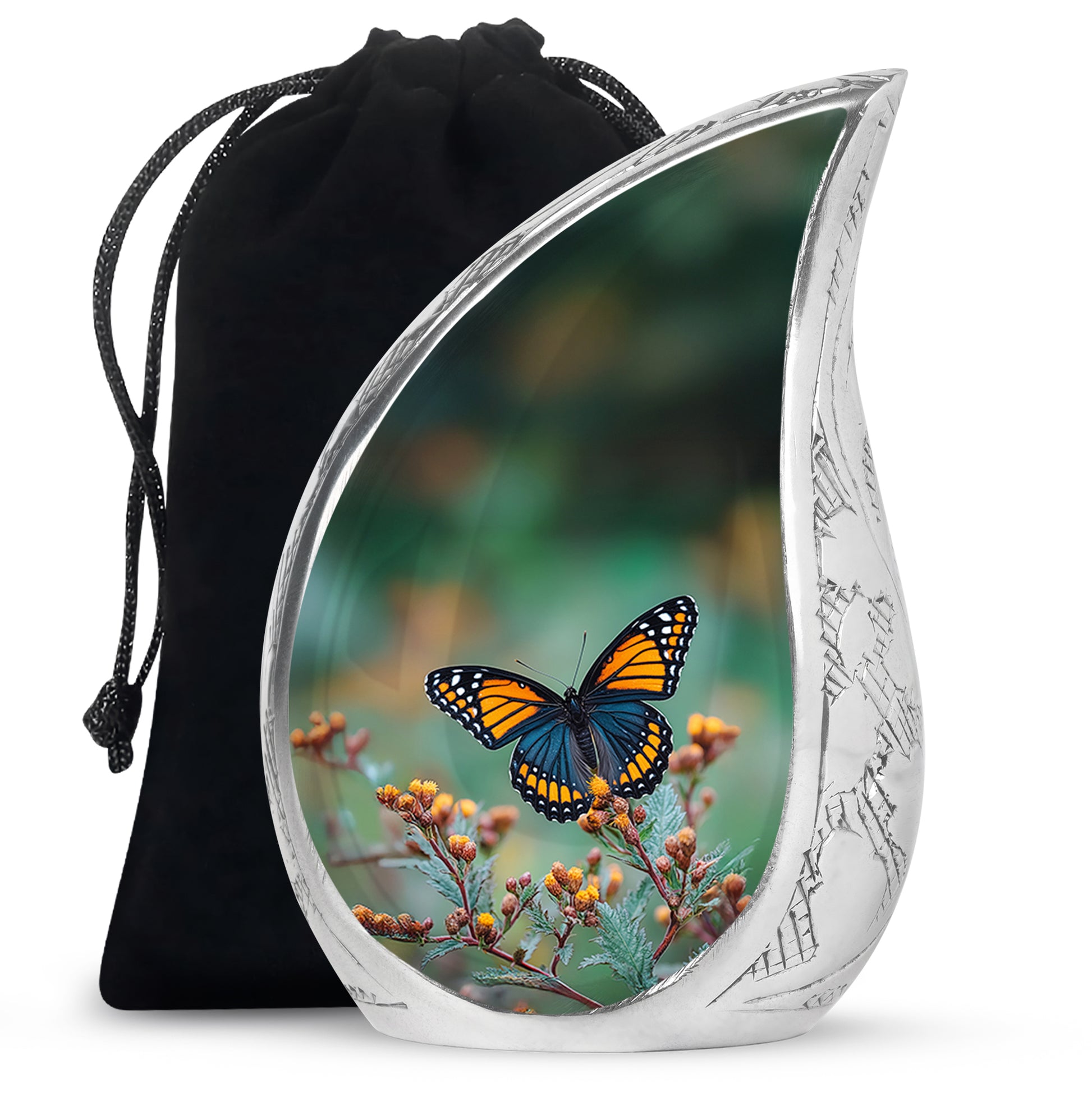 Orange Butterfly Cremation Urn - Small Urn For Ashes Keepsake Mom