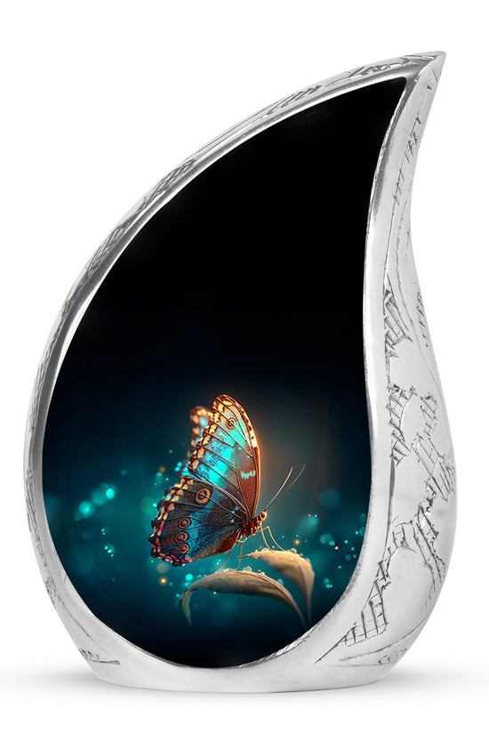 Black Butterfly Blessing Cremation Urns for Human Ashes - 10-inch, 200 cu in - Yatskia
