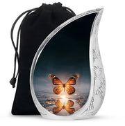 Colorful Butterfly On Flower Urn - Urn For Human Ashes Adult Women