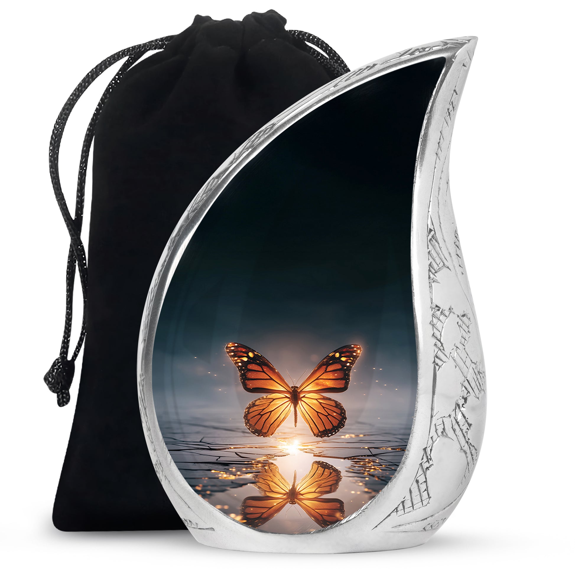 Colorful Butterfly On Flower Urn - Urn For Human Ashes Adult Women