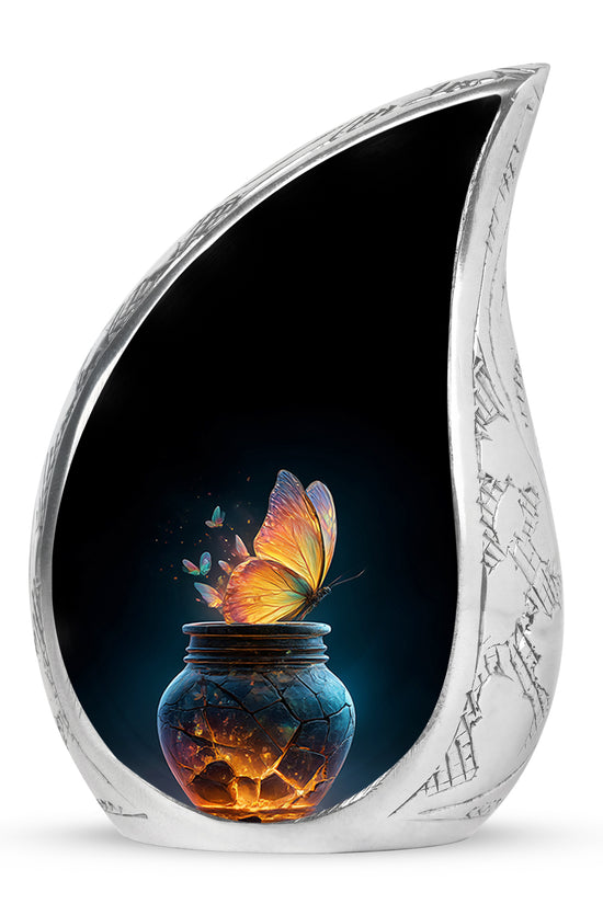Black Butterfly Sentinel Cremation Urns for Human Ashes - 10-inch, 200 cu in - Yatskia