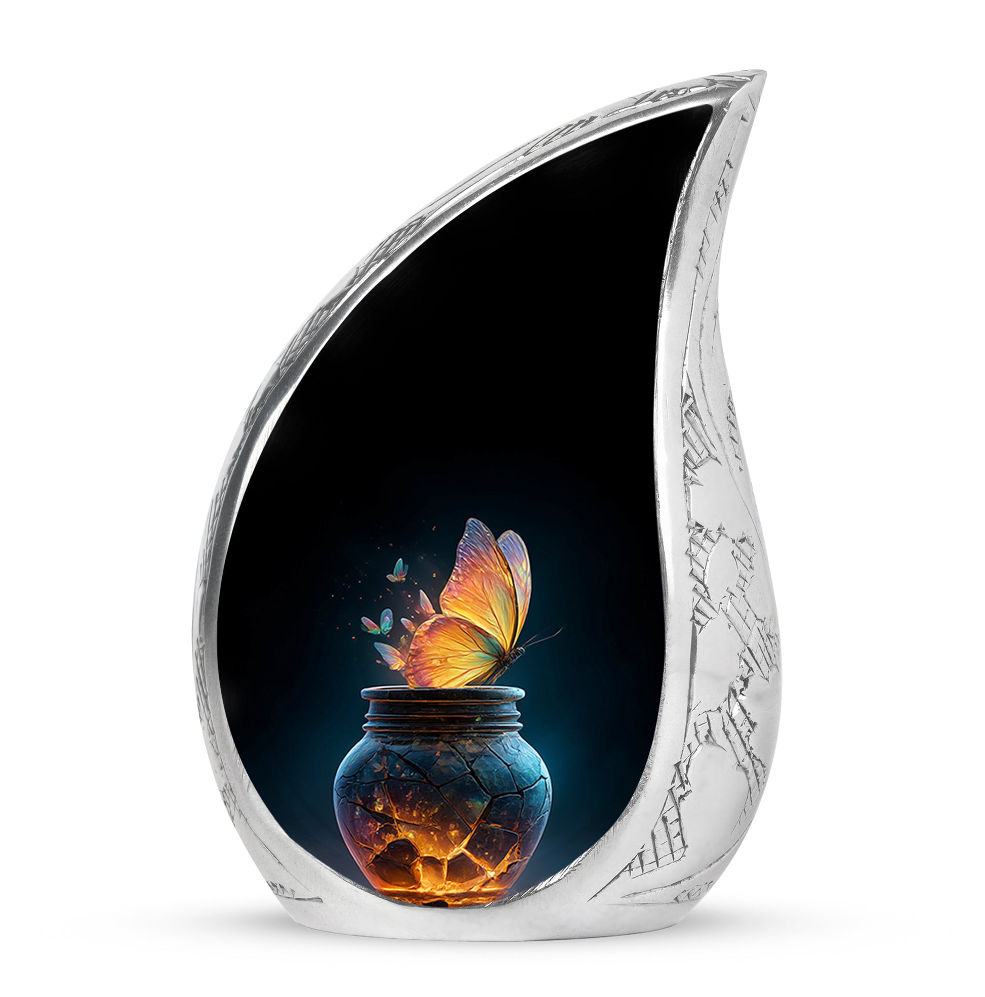 Black Butterfly Sentinel Cremation Urns for Human Ashes - 10-inch, 200 cu in - Yatskia
