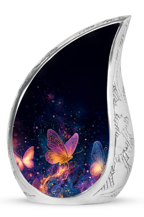 Graceful Black Butterfly Blessing Urn for Human Ashes - 10-inch, 200 cu in - Yatskia