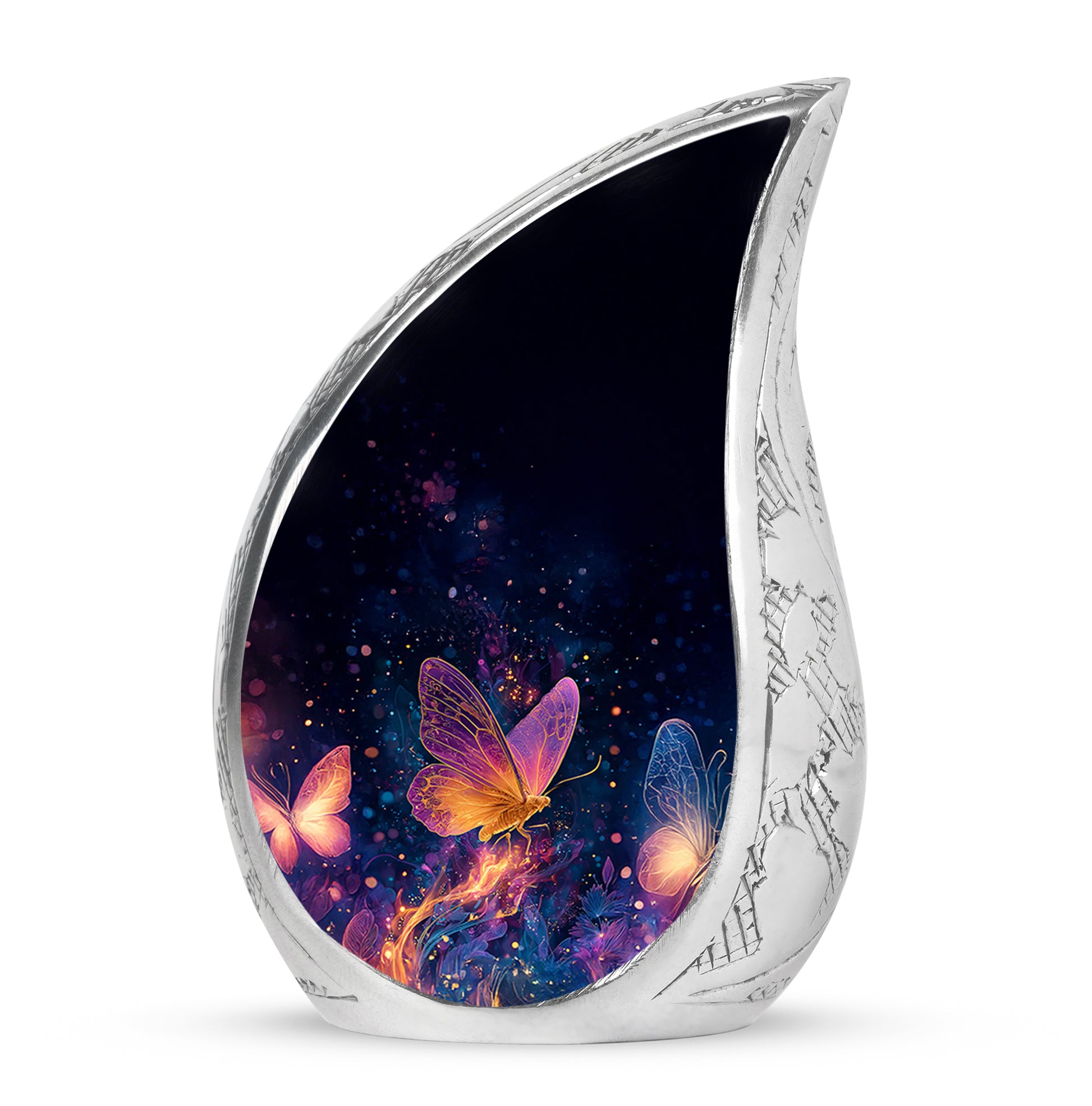 Graceful Black Butterfly Blessing Urn for Human Ashes - 10-inch, 200 cu in - Yatskia