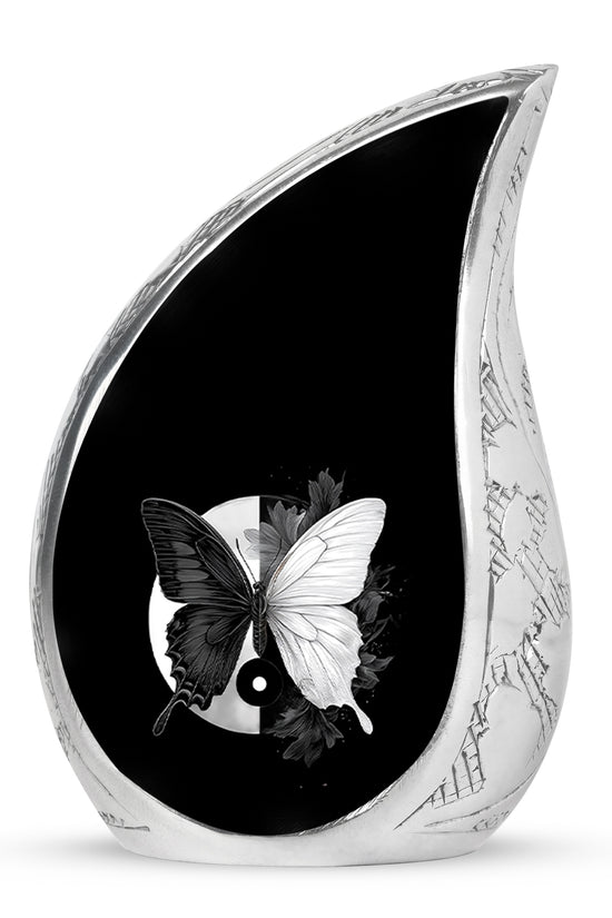 Personalized Butterfly Cremation Urns - Pristine Black 10-inch, 200 cu in - Yatskia