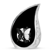 Personalized Butterfly Cremation Urns - Pristine Black 10-inch, 200 cu in - Karyliz