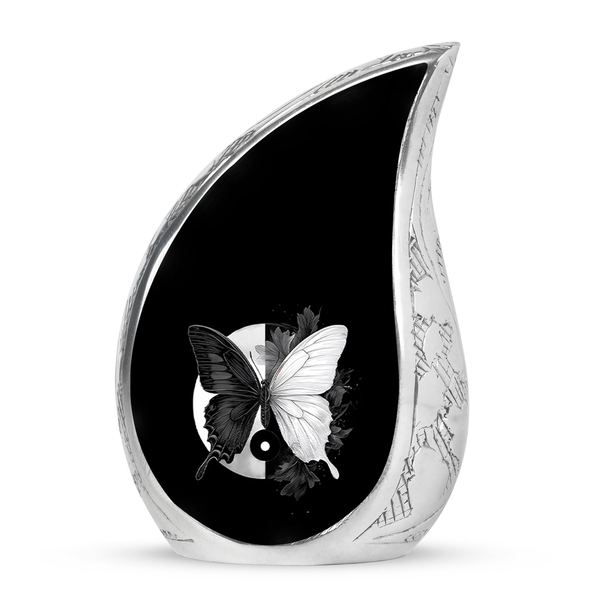 Personalized Butterfly Cremation Urns - Pristine Black 10-inch, 200 cu in - Yatskia