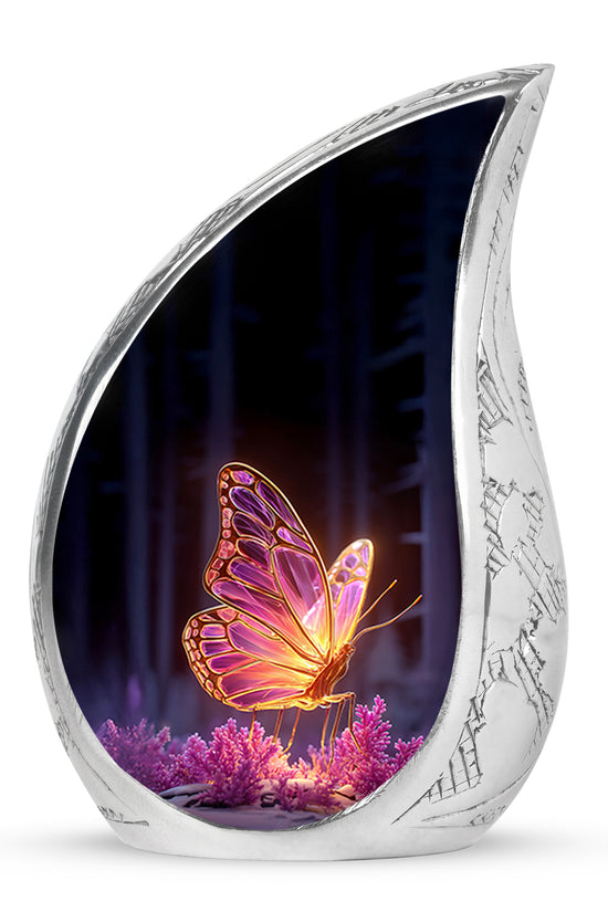Black Sacred Butterfly Cremation Urns for Human Ashes - 10-inch, 200 cu in - Yatskia
