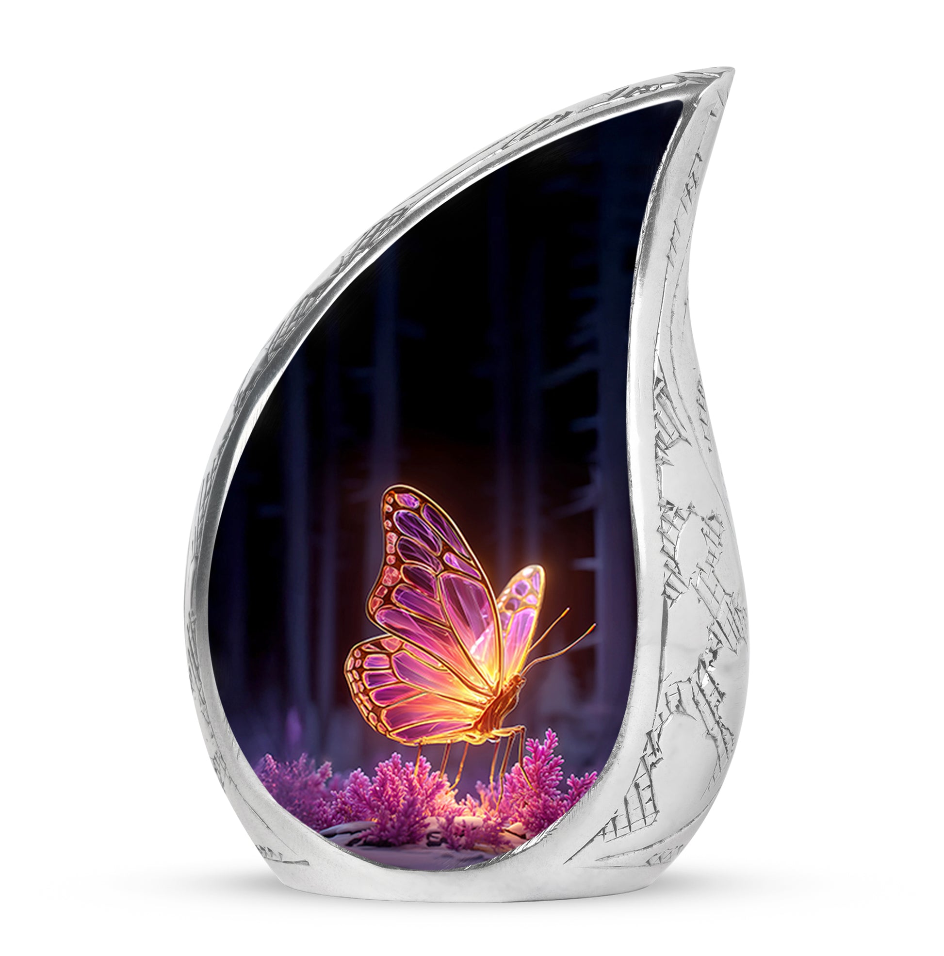 Black Sacred Butterfly Cremation Urns for Human Ashes - 10-inch, 200 cu in - Yatskia