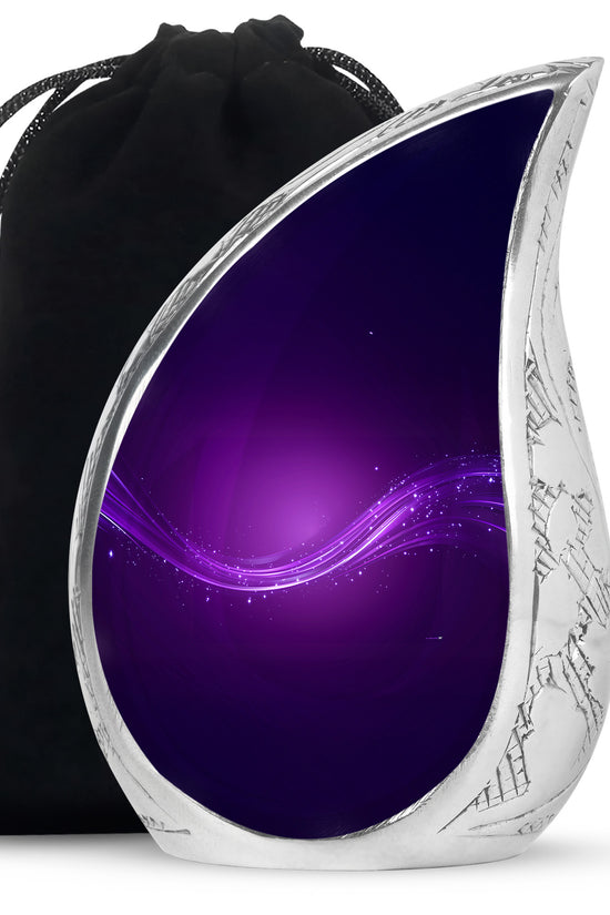 Stylish Purple Cremation Urn With Sparkle Swirl – Unique Urn For Ashes