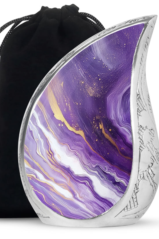 Beautiful Purple Marble Urn for Ashes – Durable Aluminum Memorial Urn