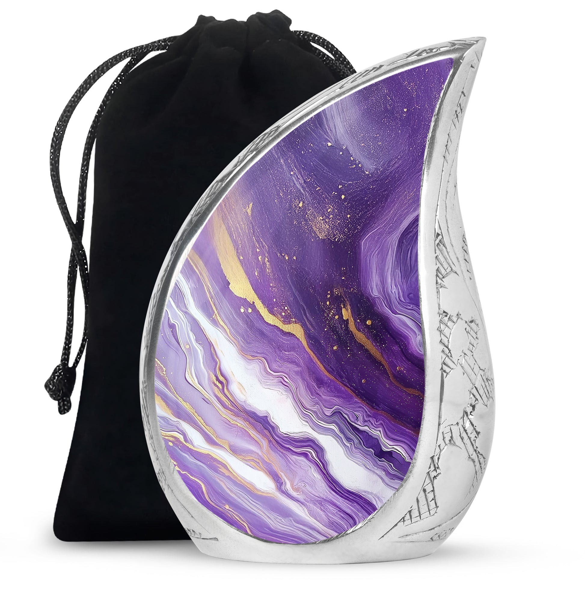 Beautiful Purple Marble Urn for Ashes – Durable Aluminum Memorial Urn
