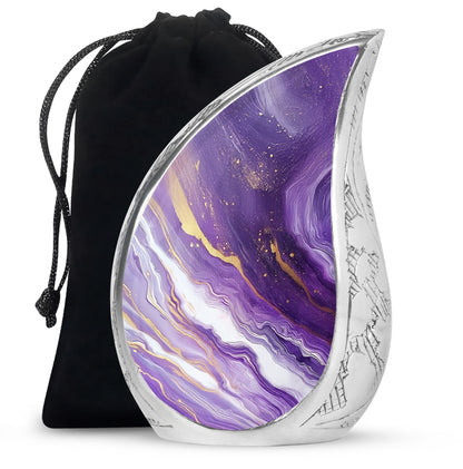 Beautiful Purple Marble Urn for Ashes – Durable Aluminum Memorial Urn