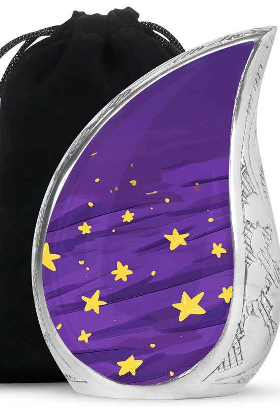 Celestial Galaxy Urn for Ashes – Purple Star Themed Memorial Urn