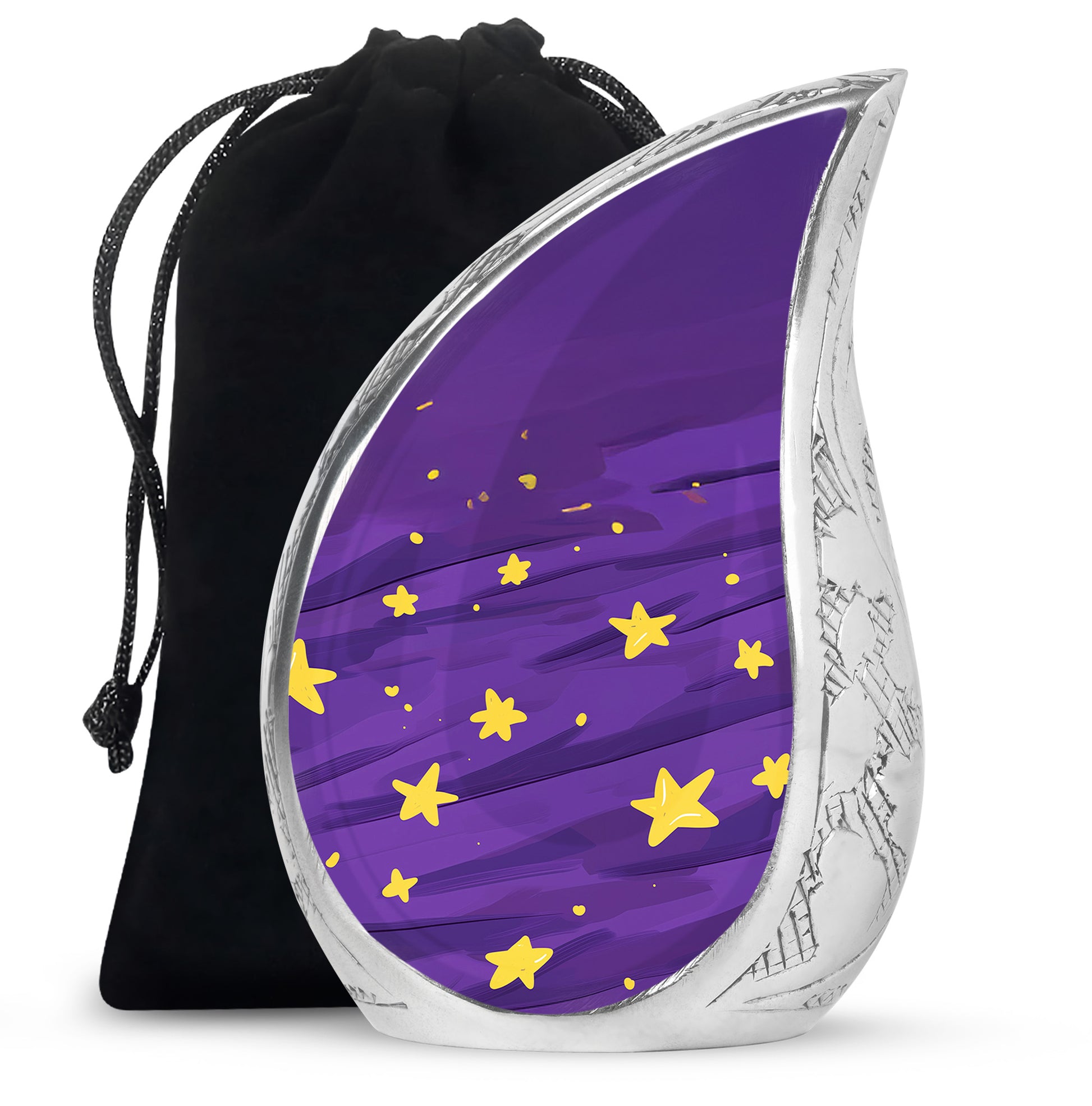 Celestial Galaxy Urn for Ashes – Purple Star Themed Memorial Urn