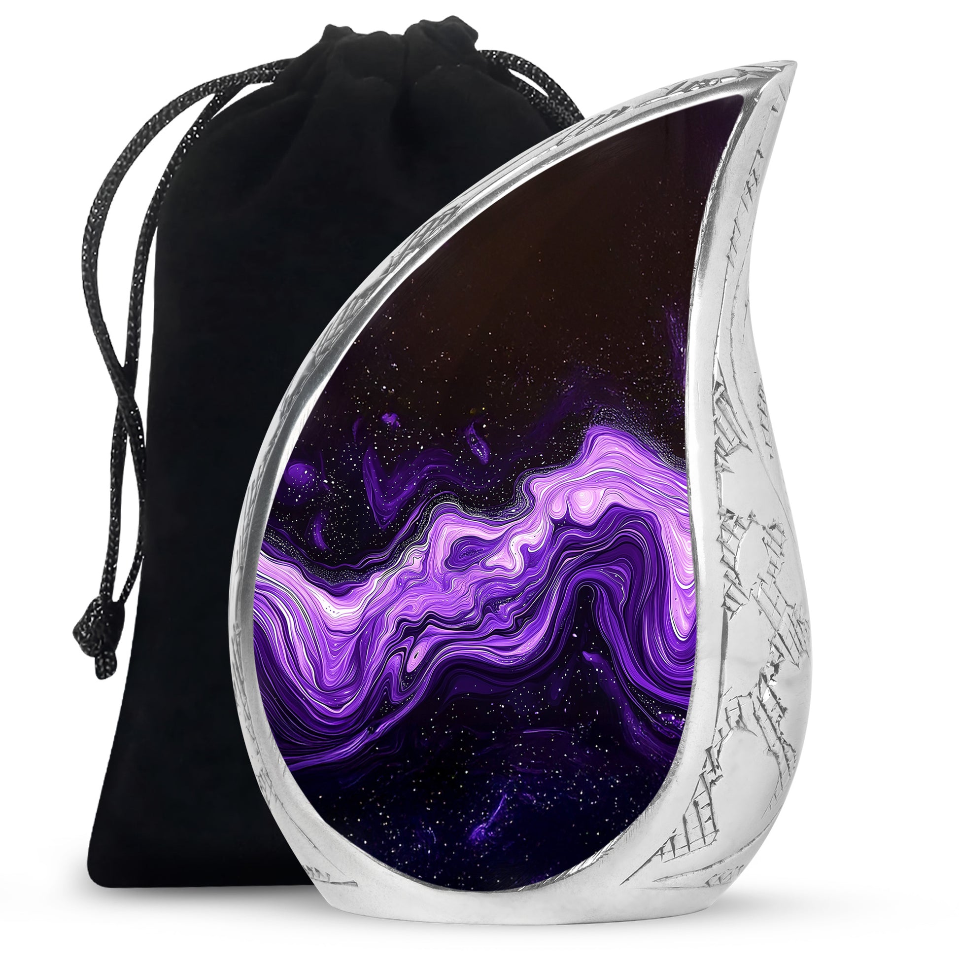Premium Purple Swirl Cremation Urn - Beautiful Memorial Ashes Container