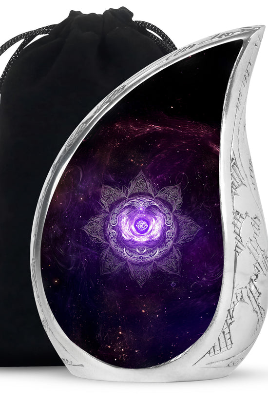 Decorative Purple Cosmic Urn – Mandala Design Urn for Human Ashes