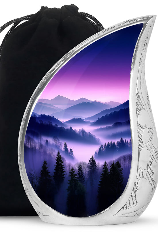 Purple Night Mountain Scenic Urn - Unique Decorative Urns For Ashes