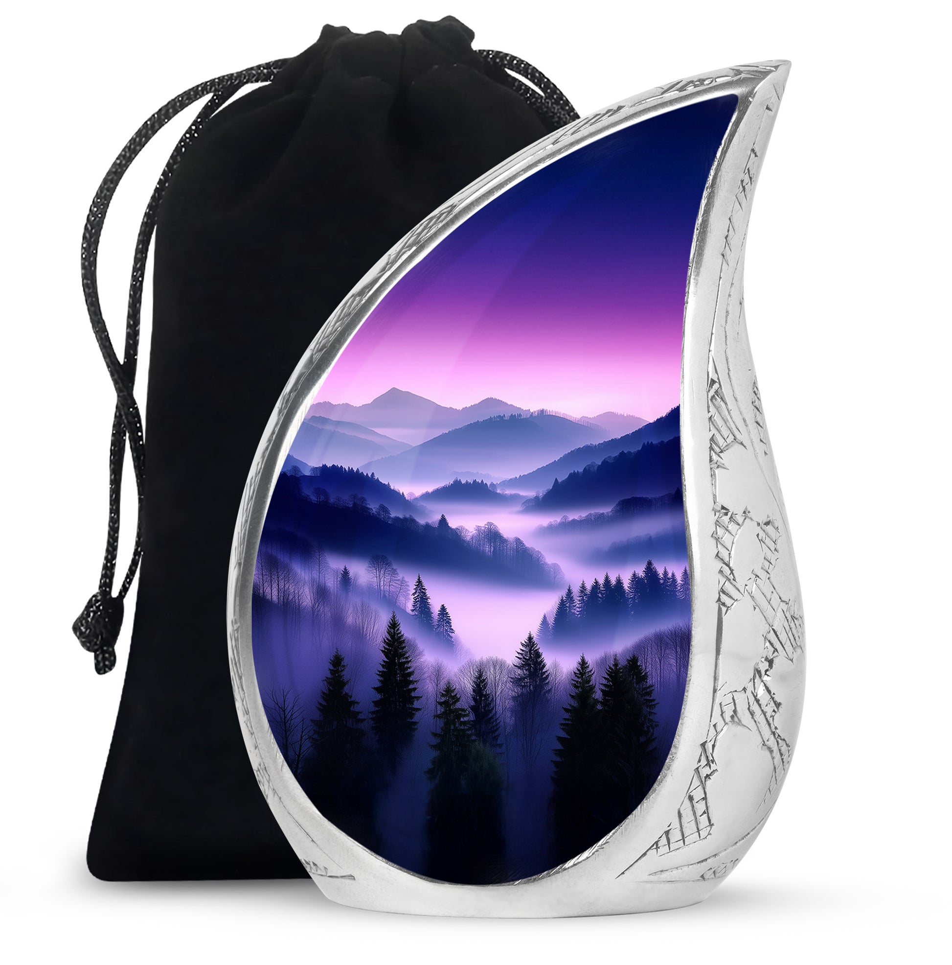 Purple Night Mountain Scenic Urn - Unique Decorative Urns For Ashes