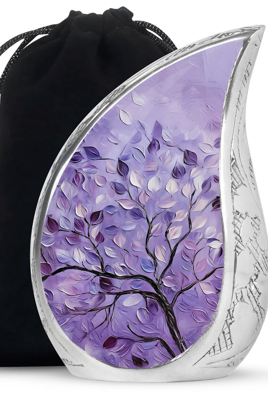 Beautiful Purple Tree Of Life Urn - Large Decorative Urns For Ashes