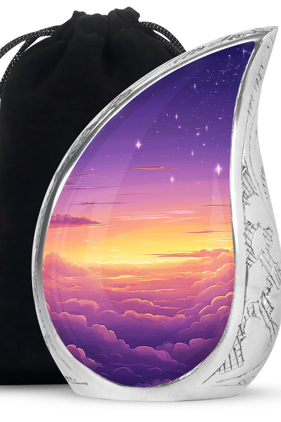 Elegant Purple Sunset Scenic Urn - Beautiful Decorative Cremation Urn
