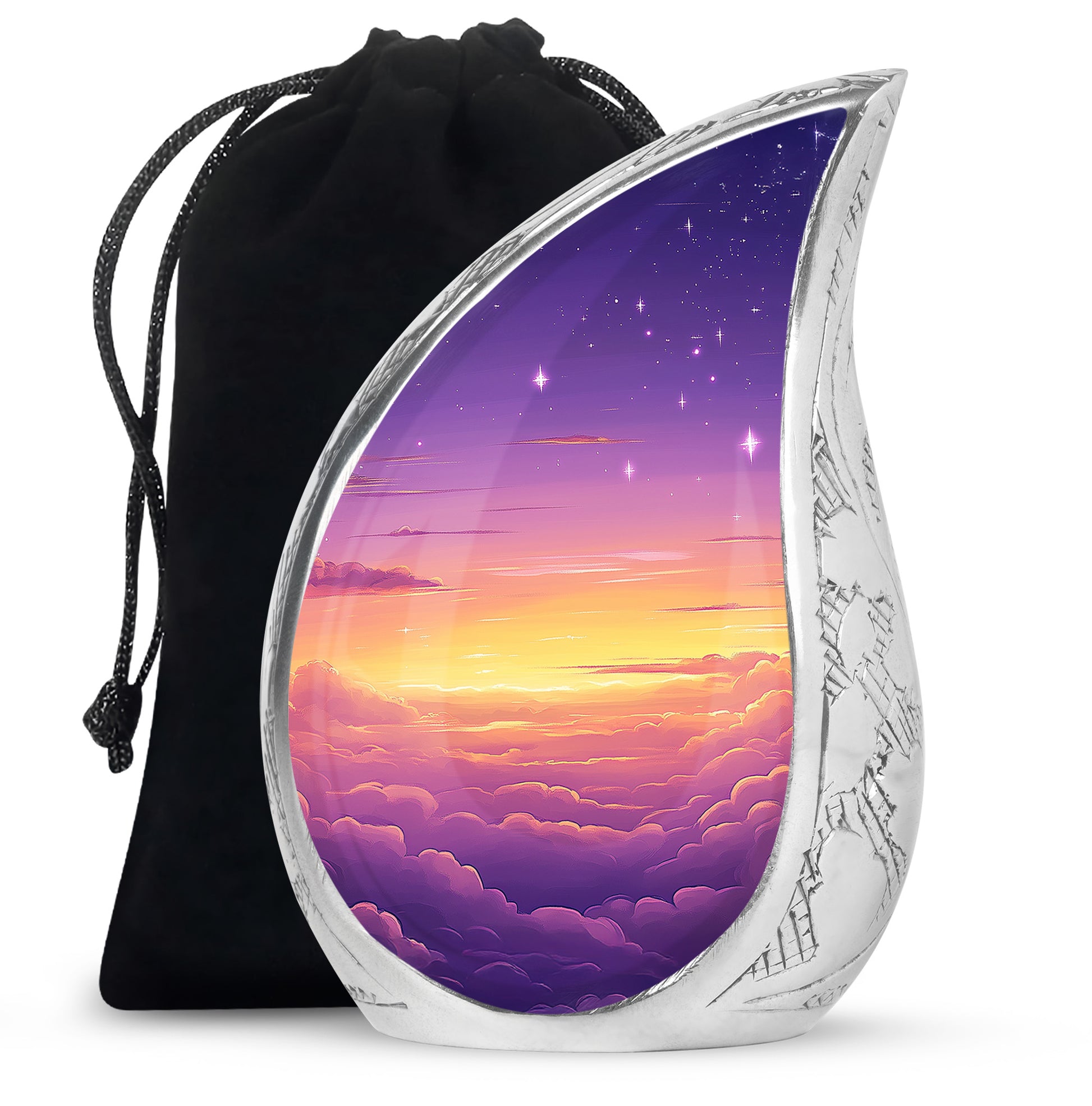 Elegant Purple Sunset Scenic Urn - Beautiful Decorative Cremation Urn