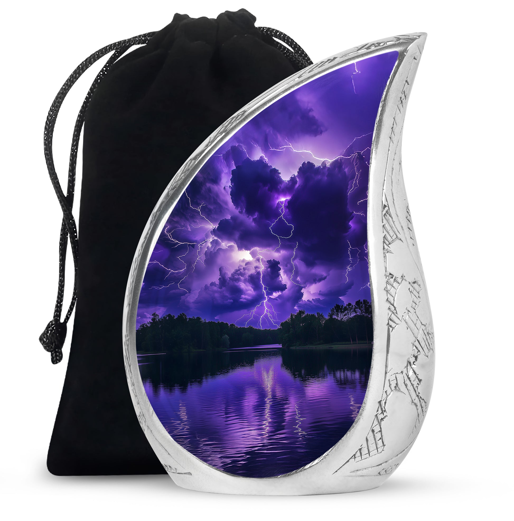 Purple Night Thunderstorm Scenic Urn - Unique Decor Urns For Ashes
