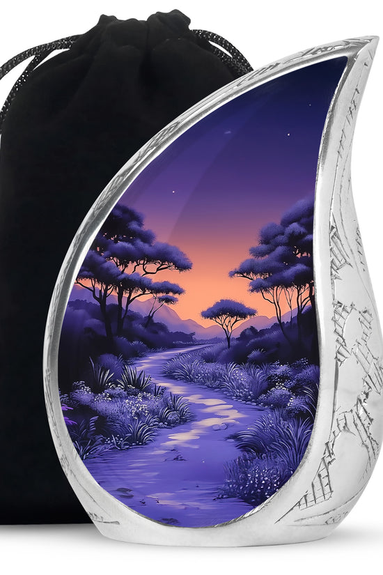 Premium Purple Sunset Memorial Urn - Personalized Decor Urns For Ashes