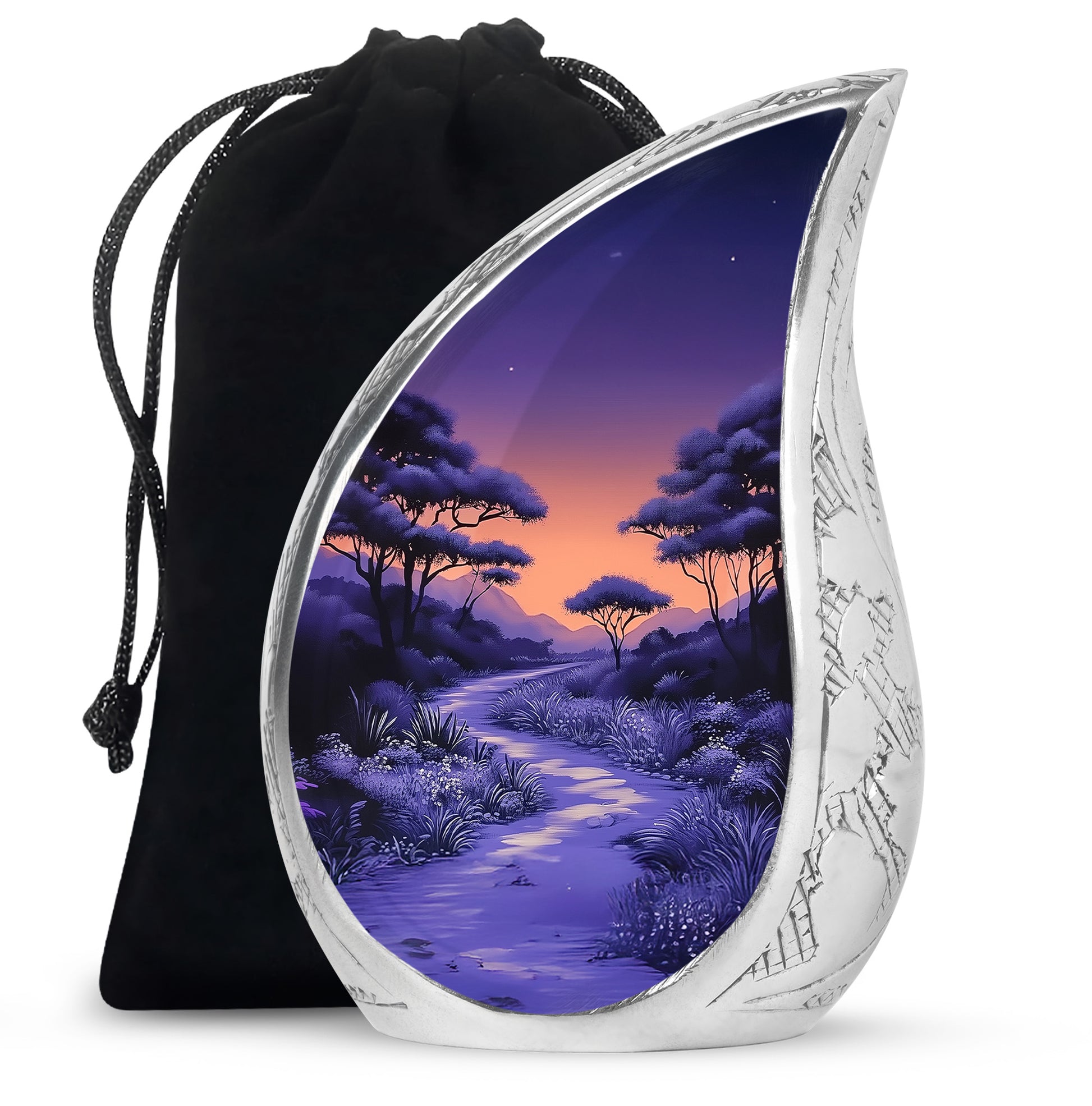 Premium Purple Sunset Memorial Urn - Personalized Decor Urns For Ashes