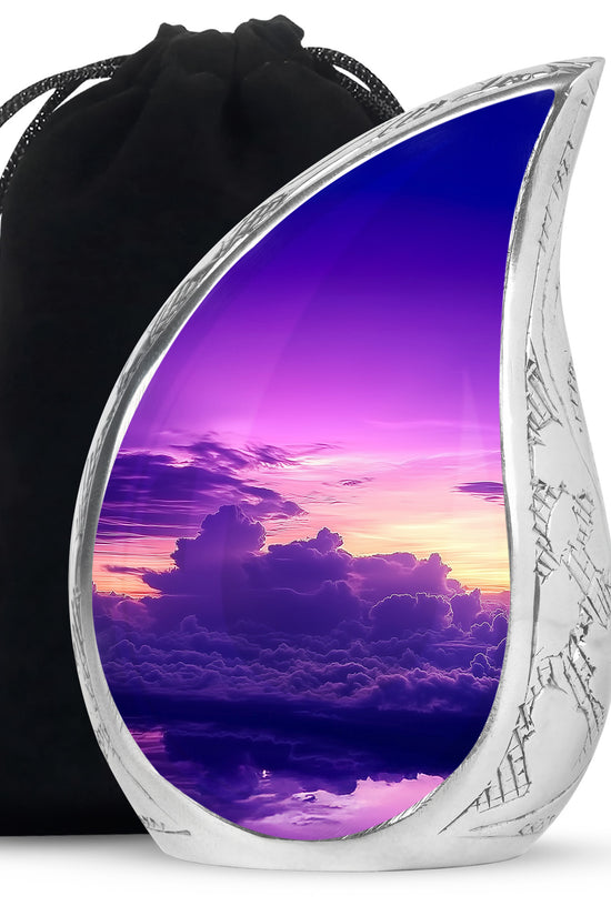 Purple Sunset Sky Funeral Urn – Beautiful Adult Memorial Urn for Ashes