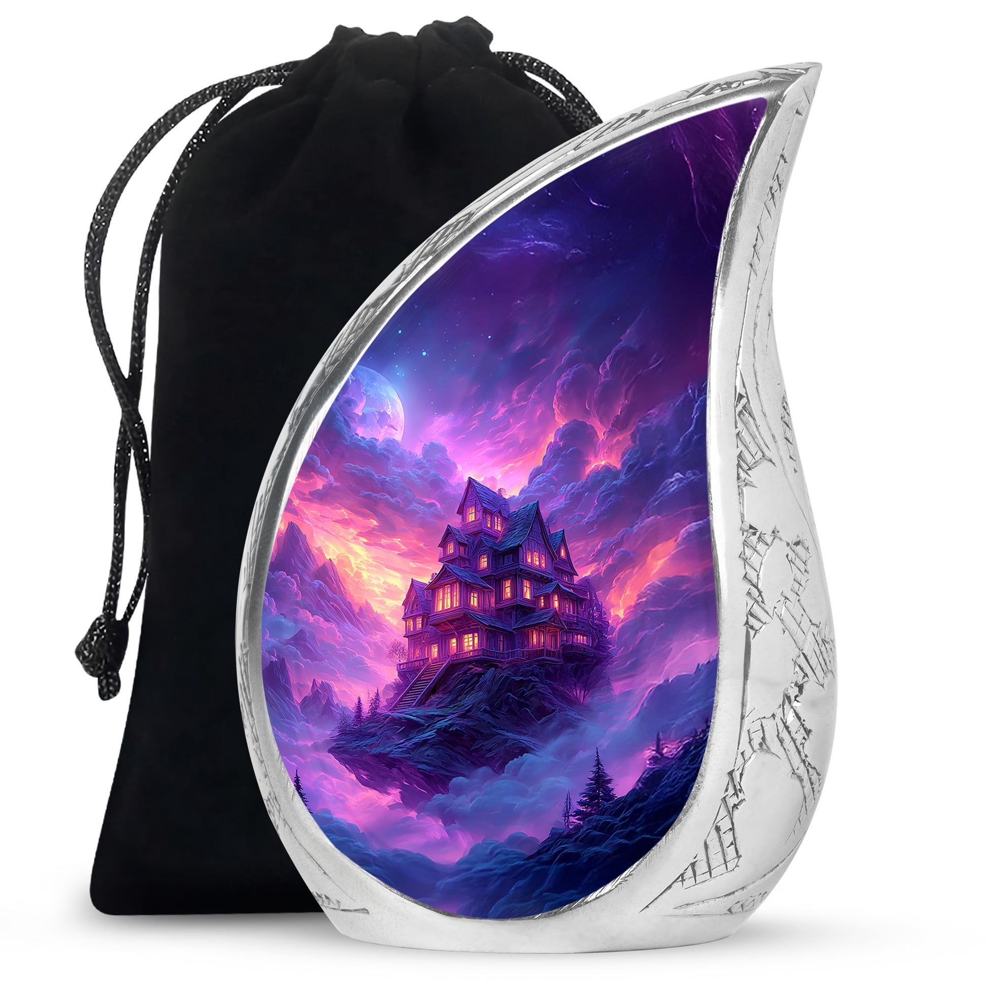 Fantasy Castle Cremation Urn – Blue Artistic Memorial Urn For Ashes