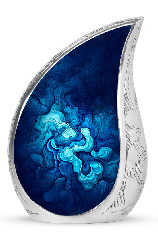 Personalized Blue Cremation Urns - Tranquil Blue 10-inch, 200 cu in - Karyliz