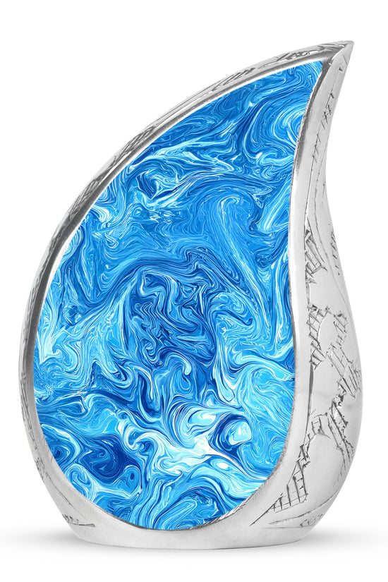 Personalized Blue Steadfast Blue Cremation Urns for Human Ashes - 10-inch, 200 cu in - Karyliz