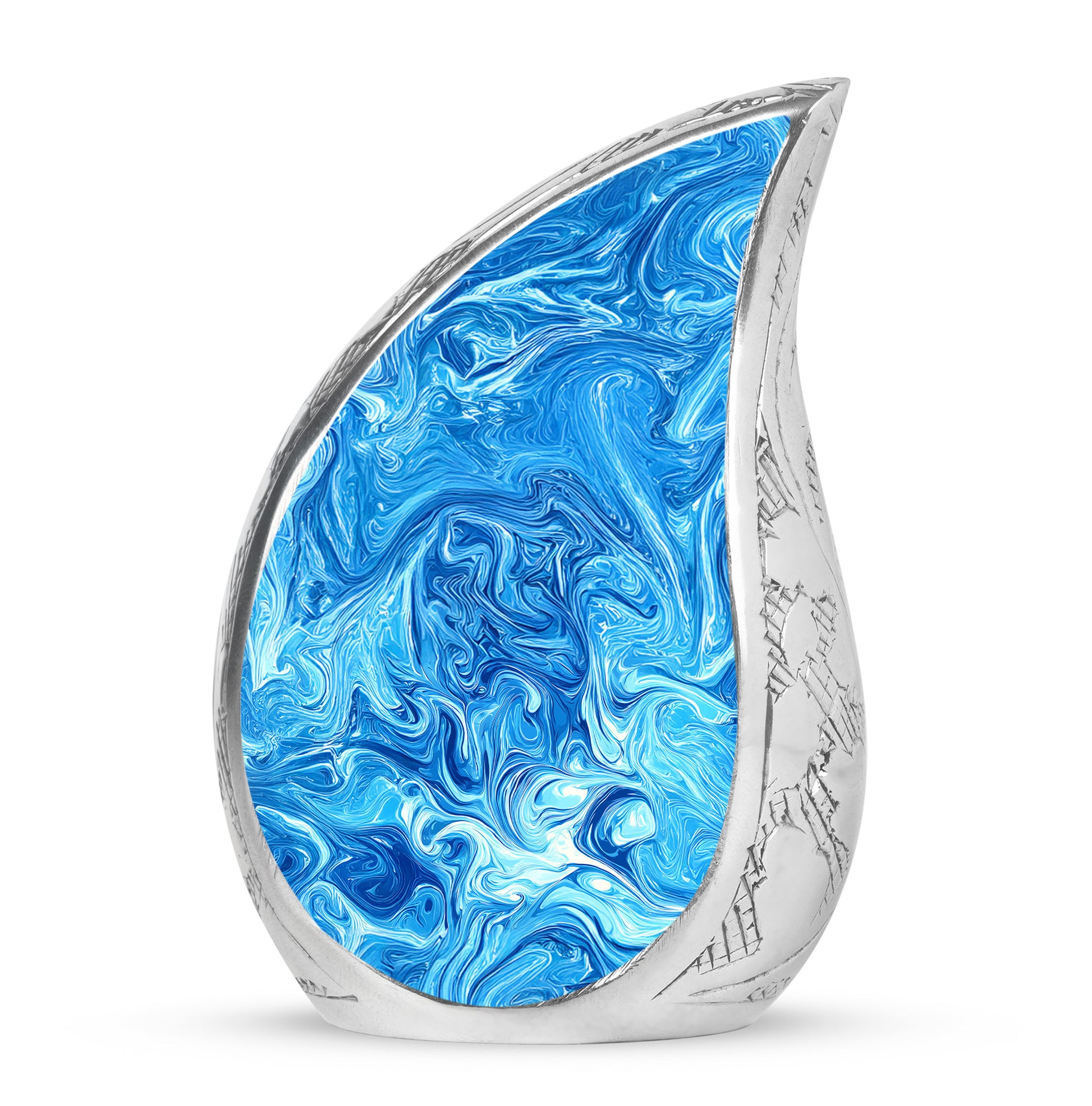 Personalized Blue Steadfast Blue Cremation Urns for Human Ashes - 10-inch, 200 cu in - Karyliz