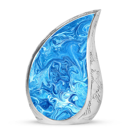Personalized Blue Steadfast Blue Cremation Urns for Human Ashes - 10-inch, 200 cu in - Karyliz