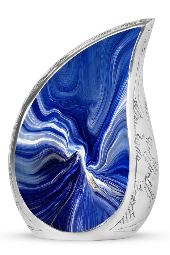 Personalized Elegant Blue Cremation Urns - Blue 10-inch, 200 cu in - Karyliz