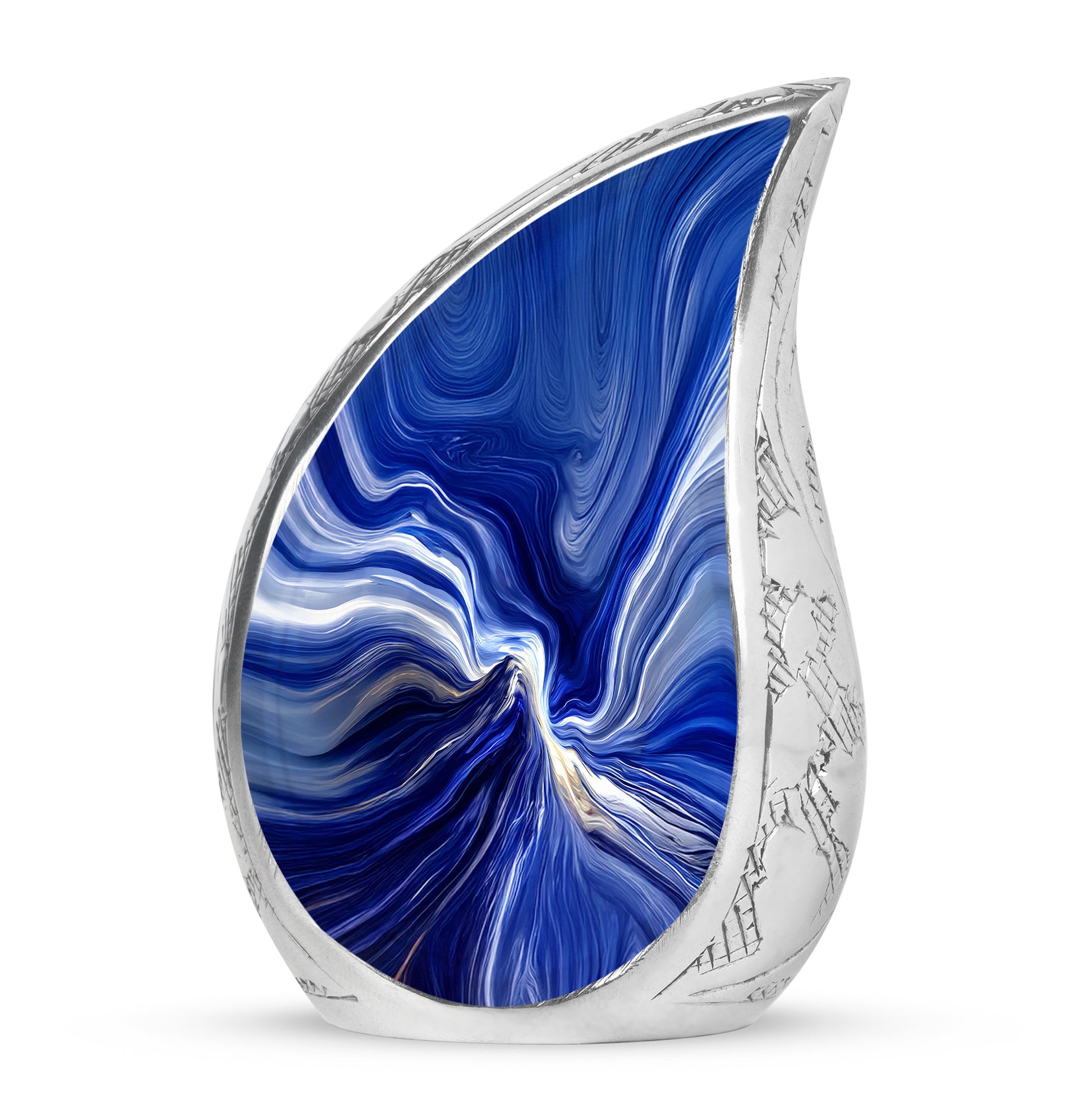 Personalized Elegant Blue Cremation Urns - Blue 10-inch, 200 cu in - Karyliz