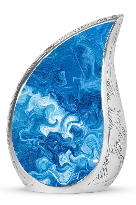 Ethereal Blue Memorial Cremation Urns - Blue 10-inch, 200 cu in - Karyliz