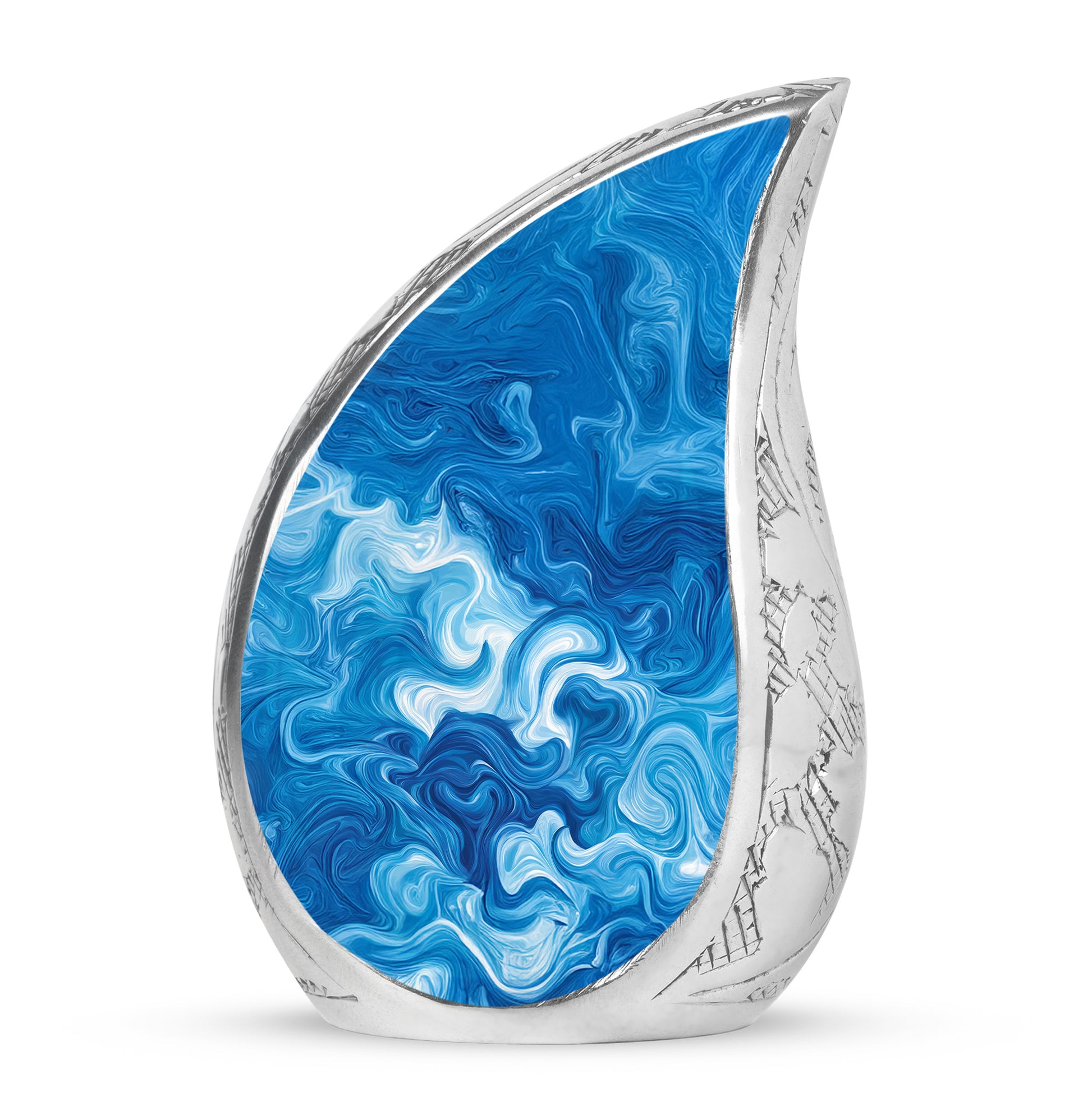 Ethereal Blue Memorial Cremation Urns - Blue 10-inch, 200 cu in - Karyliz