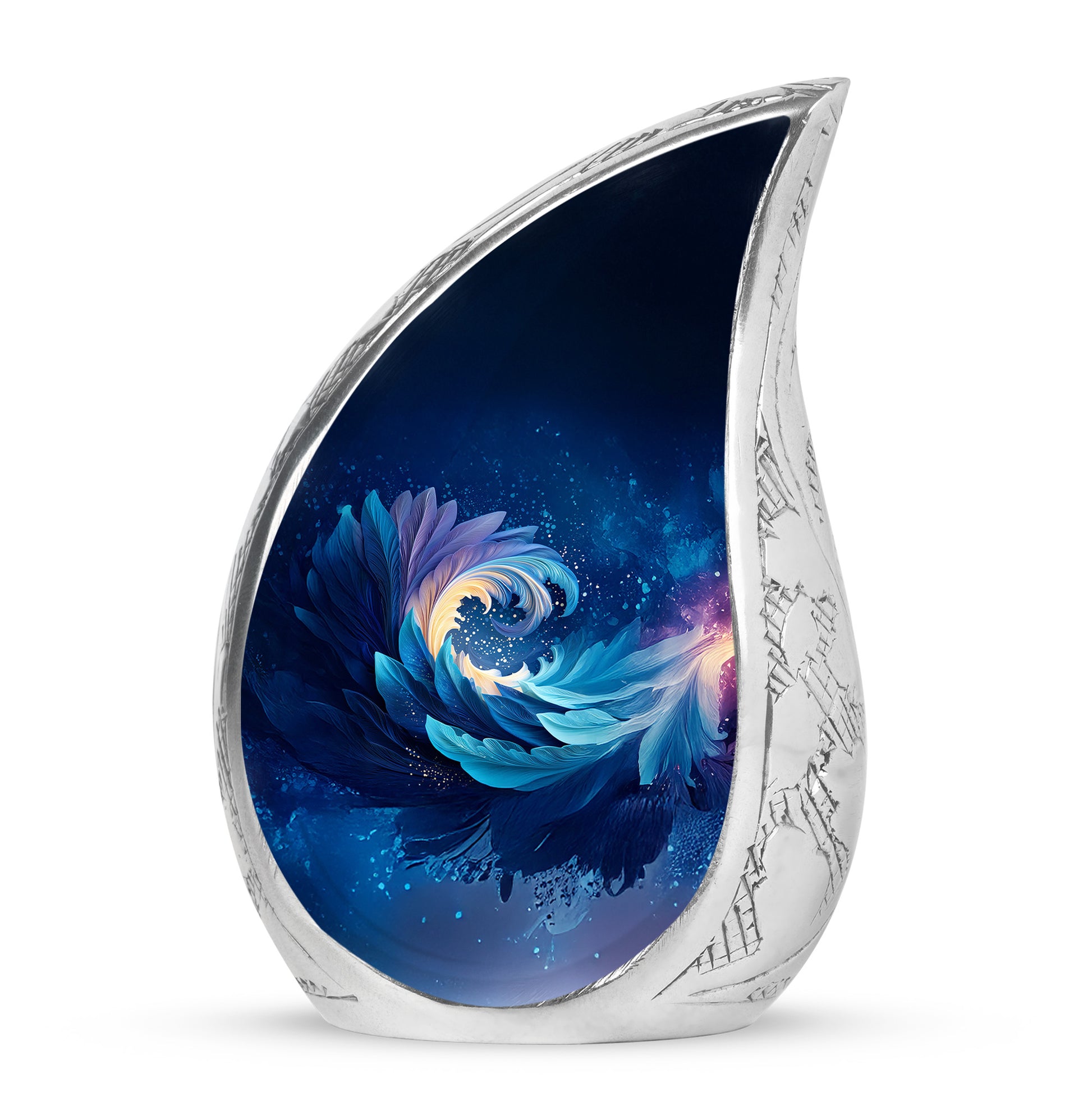 Personalized Blue Cremation Urns - Wondrous Blue 10-inch, 200 cu in - Karyliz