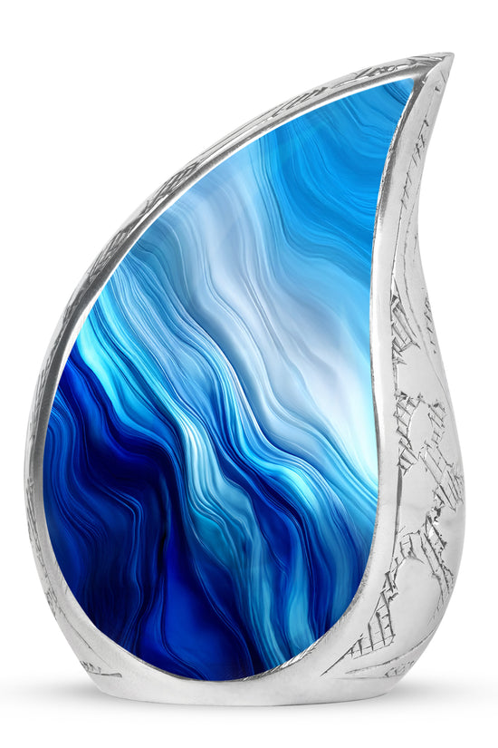 Personalized Blue Steadfast Blue Cremation Urns for Human Ashes - 10-inch, 200 cu in - Karyliz